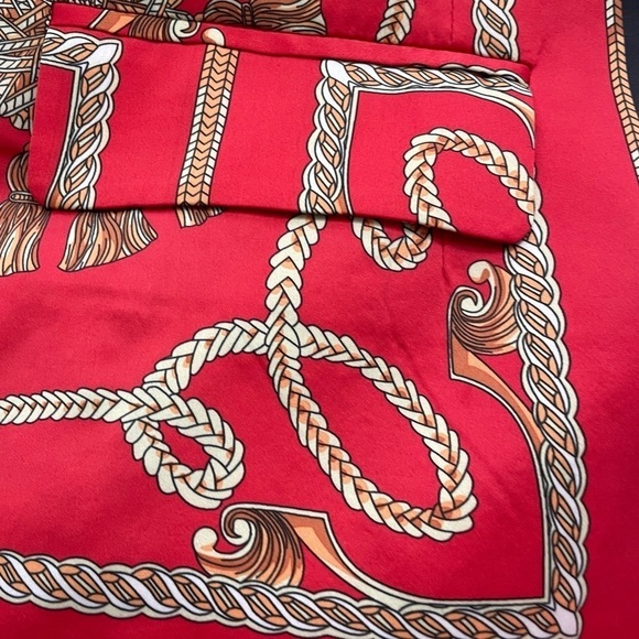 Mod X women’s printed Satin long sleeve button two faux flat pockets blazer Larg - Picture 6 of 8